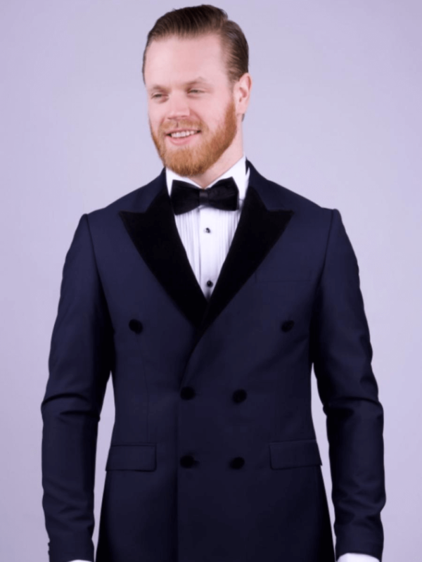 Johnny Suits - Tuxedo dubbelknäpp sammet marinblå